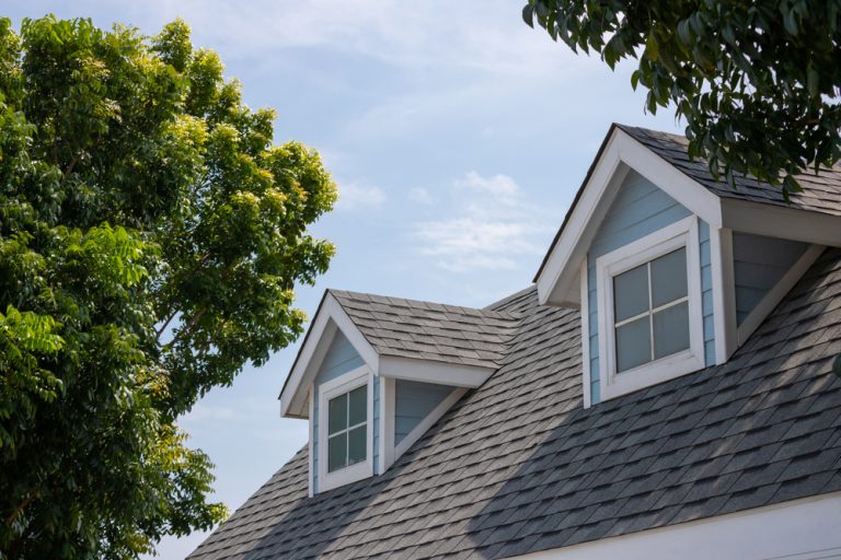 slate grey roof on a clear day